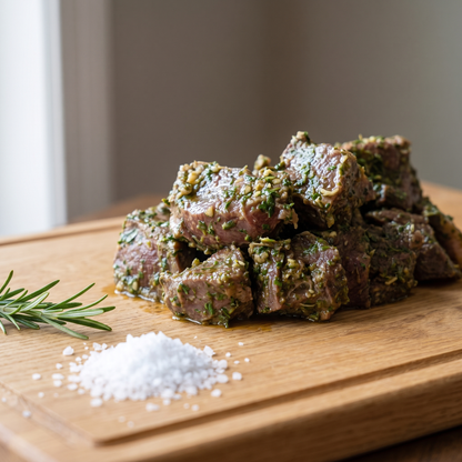 Chimichurri Beef Cubes - Halal | Marinated & Ready to Cook | 1 lb