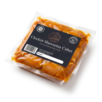 Shawarma Chicken Thigh Cubes — Halal | Marinated & Ready to Cook | 1 lb