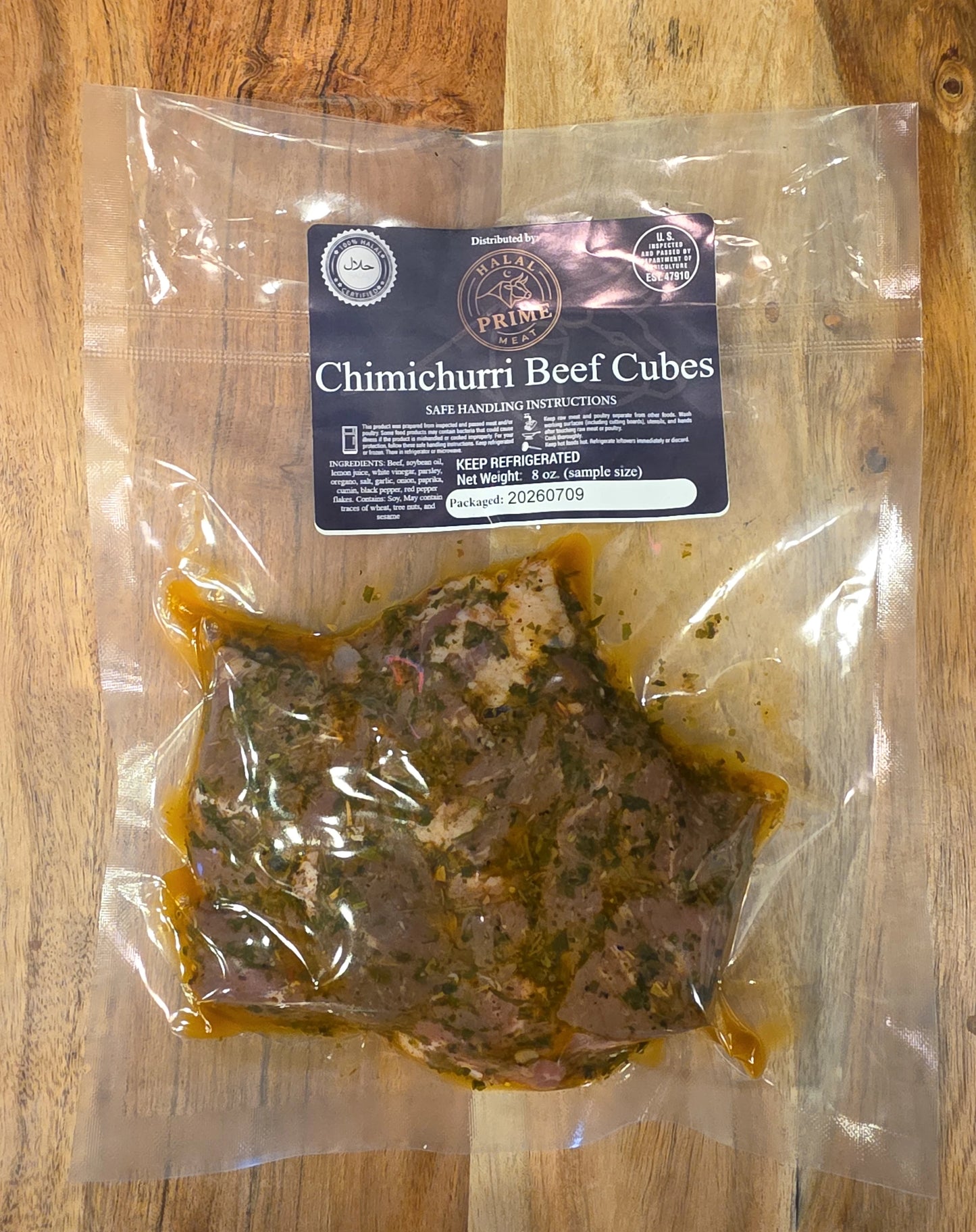 Chimichurri Beef Cubes - Halal | Marinated & Ready to Cook | 1 lb