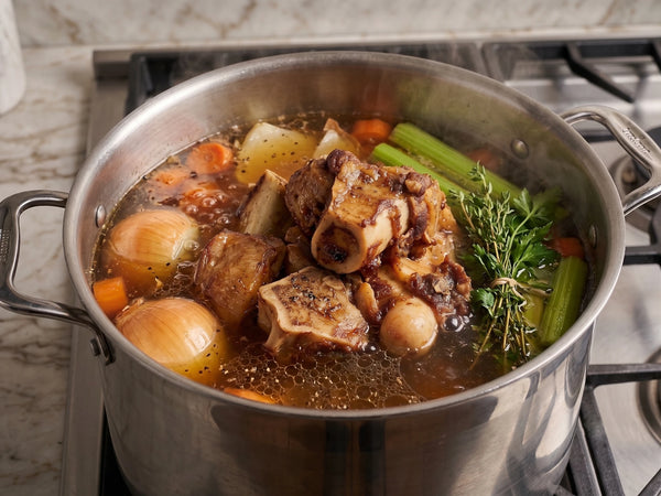 pot with Goat bones used to flavor a soup